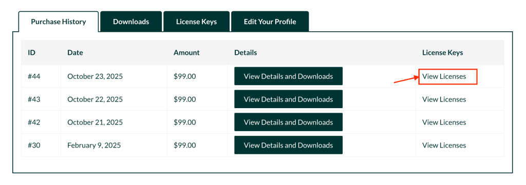 View Licenses