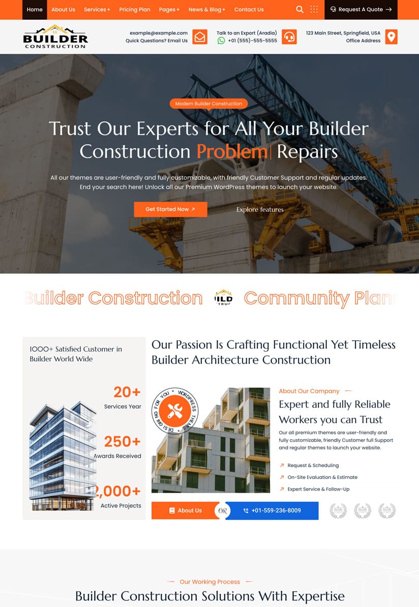 Builder Construction Service - Construction WordPress Theme