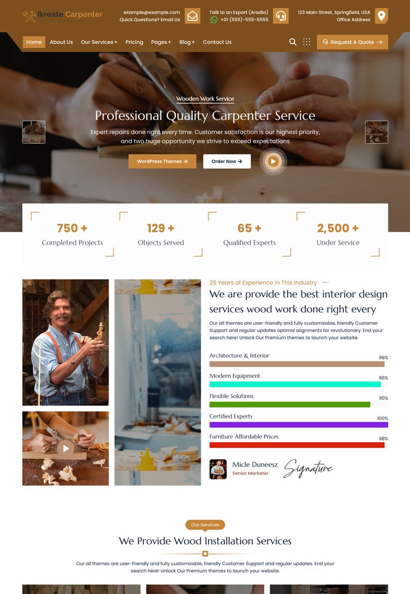 Carpenter Service - Construction WordPress Theme - Spark Construction Pro