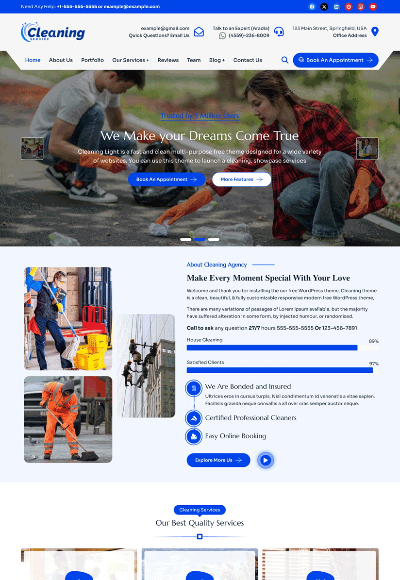 Cleaning Light Free WordPress Theme