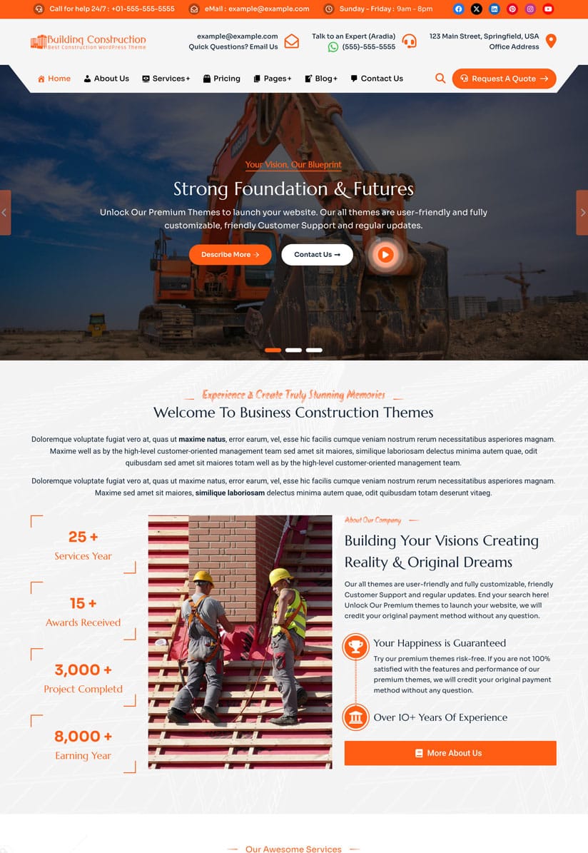 Construction Service - Construction WordPress Theme - Spark Construction Pro