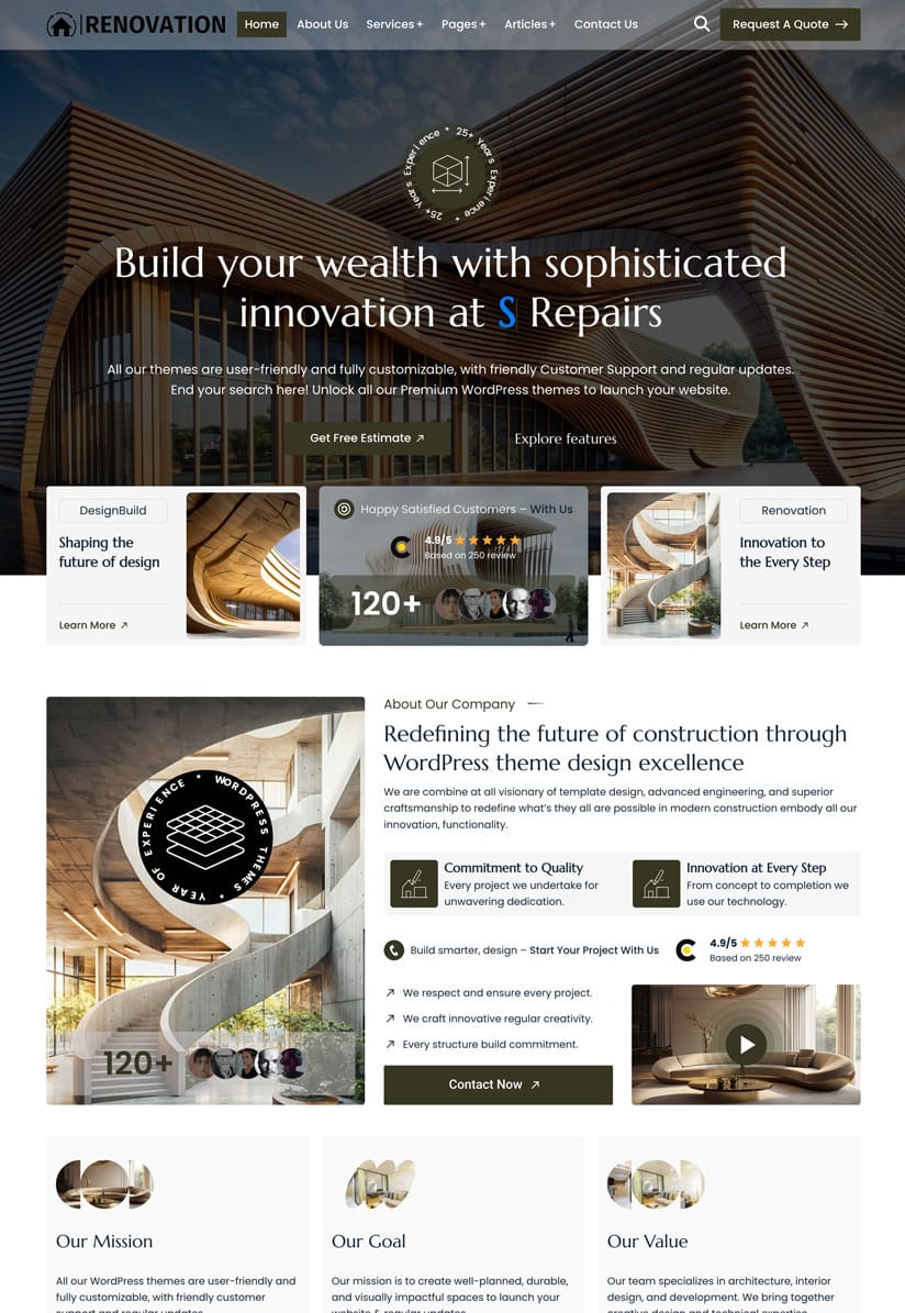 Construction WordPress Theme - Spark Construction Lite (Renovation Service)