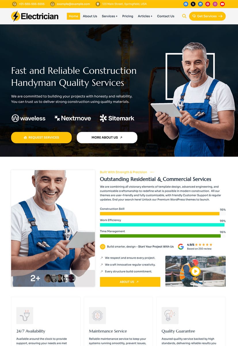 Construction WordPress Theme - Spark Construction Lite