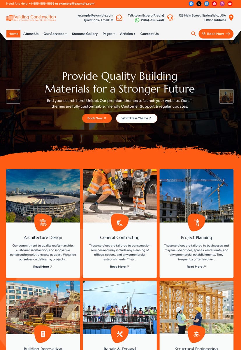 Construction WordPress Theme - Spark Construction Lite