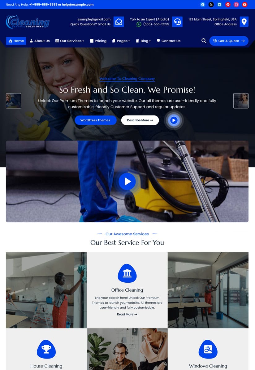 Premium Cleaning WordPressTheme - Cleaning Light Pro