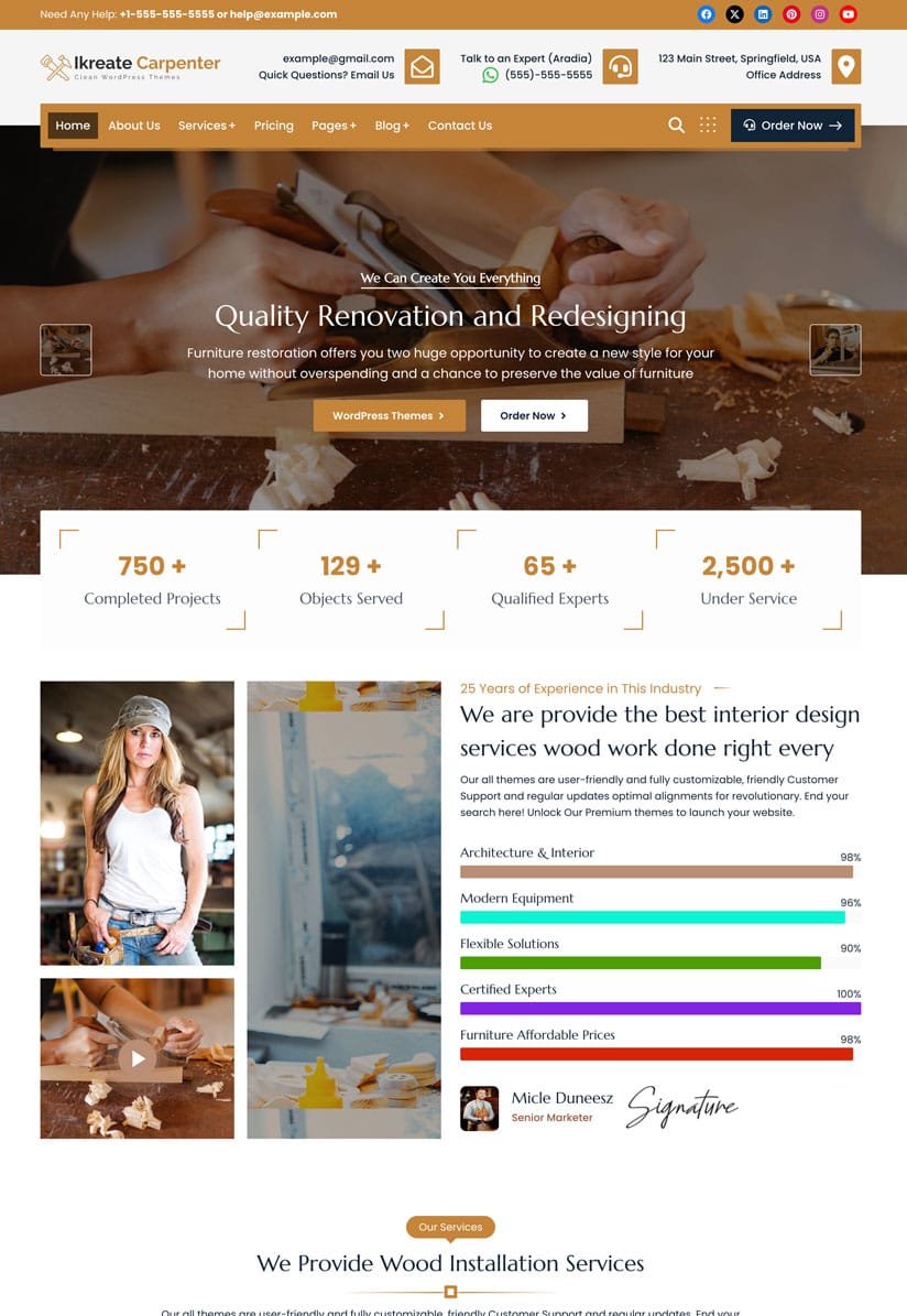 Premium Cleaning WordPressTheme - Carpenter