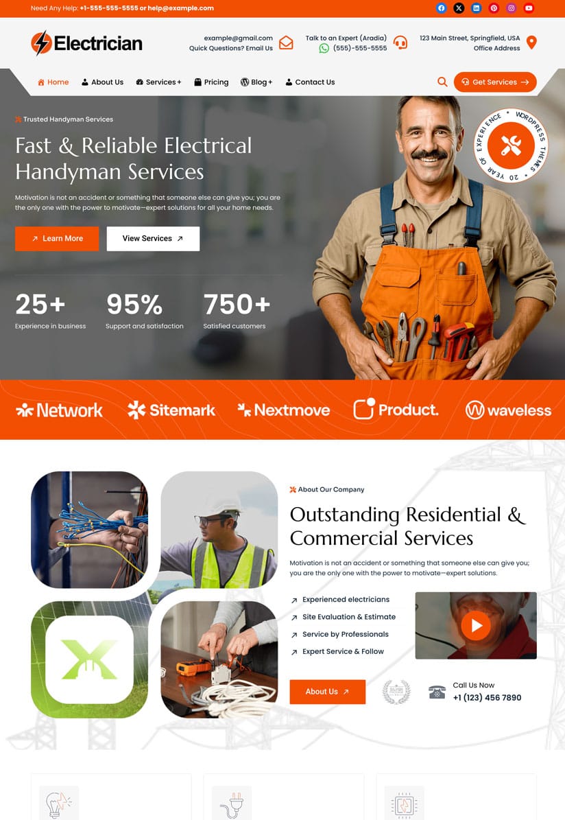 Premium Cleaning WordPressTheme - Electricien