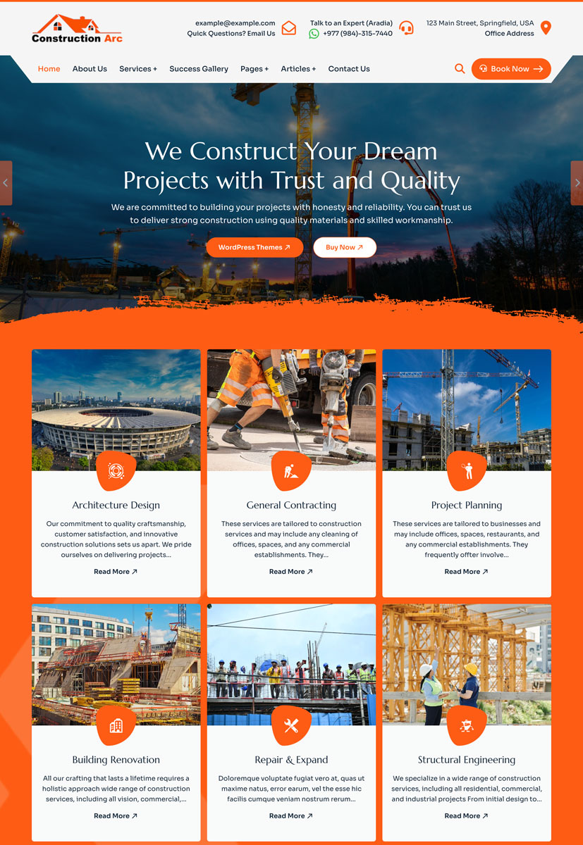 Construction WordPress Theme Demo - Construction Arc